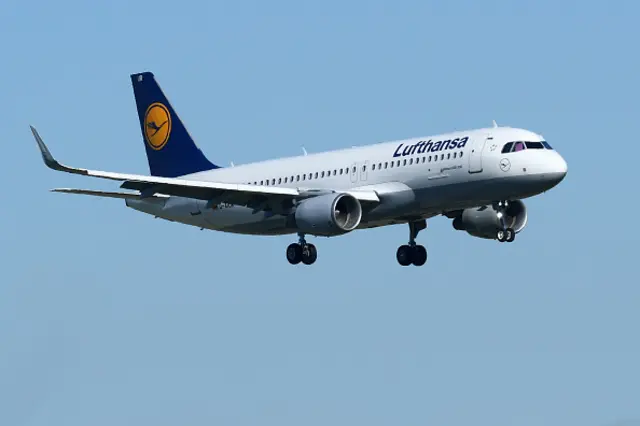 A Lufthansa plane in flight