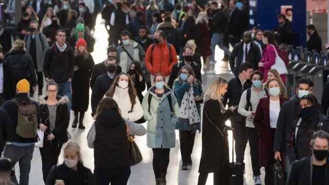 People walking with masks