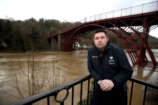 Telford & Wrekin Councillor Shaun Davies is pictured near the River Severn