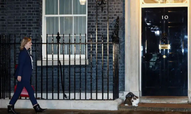 Foreign Secretary Liz Truss arrives for the Cobra meeting in Downing Street