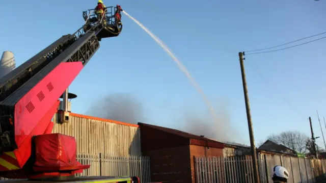 Firefighters tackle fire at industrial unit in Barnsley