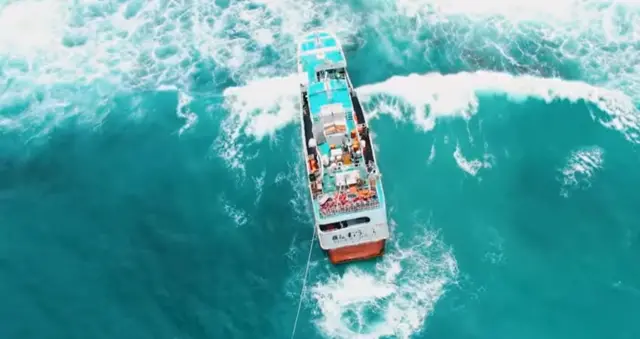 Boat in choppy waters