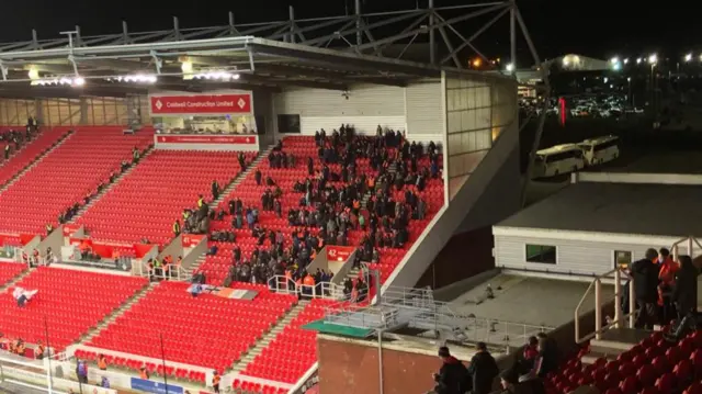 Luton fans at the Bet 365 Stadium