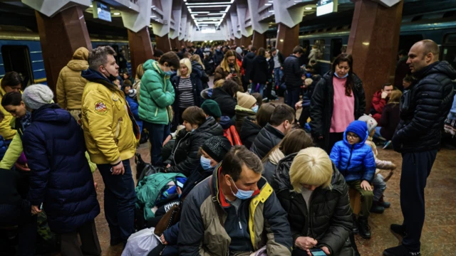 Hundreds huddled underground in the Khakiv metro