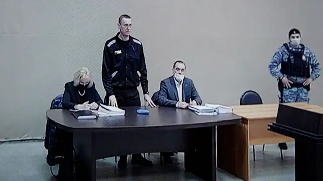 Navalny while on trial from prison