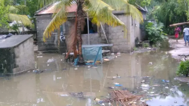 Submerged houses in Mozambique