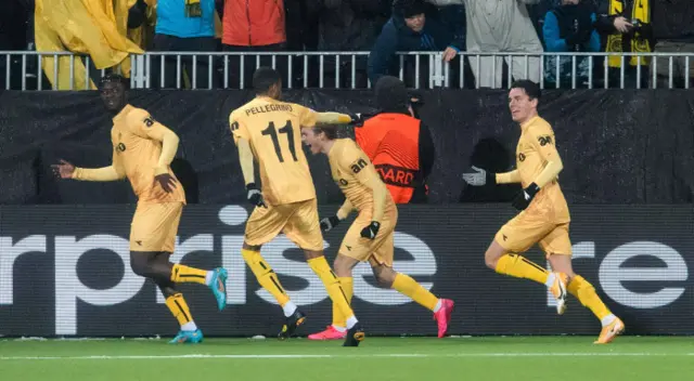 Bodo/Glimt celebrate the second goal of the evening