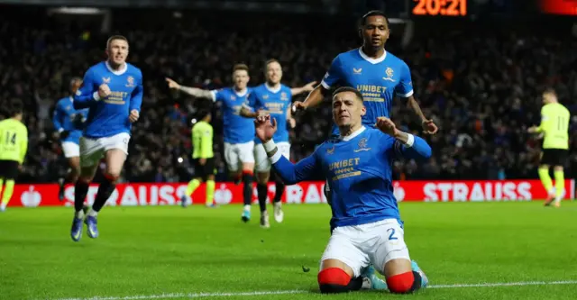 James Tavernier celebrates his penalty