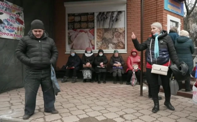 An argument about who is bombing whom, in Kostiantynivka, eastern Ukraine