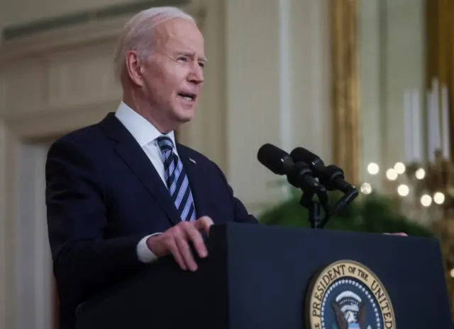 US President Joe Biden speaks in Washington DC. Photo: 24 February 2022