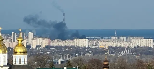 Black smoke rises near the centre of Kyiv