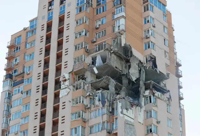 Damaged apartment building