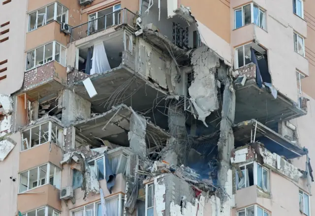 Damaged apartment building