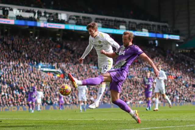 Harry Kane scores against Leeds