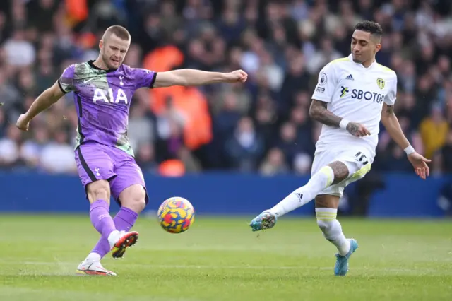 Eric Dier under pressure from Raphinha