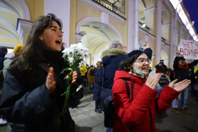 Protesters in St Petersburg