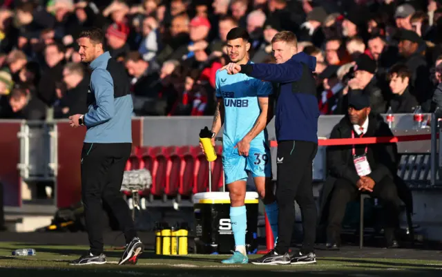 Bruno Guimaraes and Eddie Howe