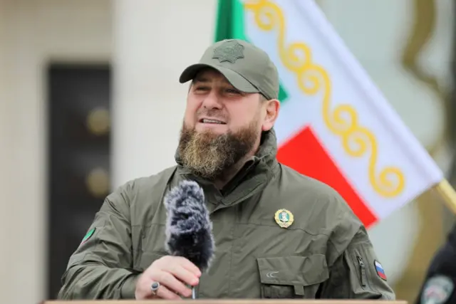 Ramzan Kadyrov speaking to military units yesterday (25 February)