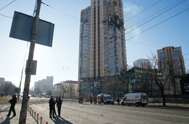 Partially-destroyed apartment building