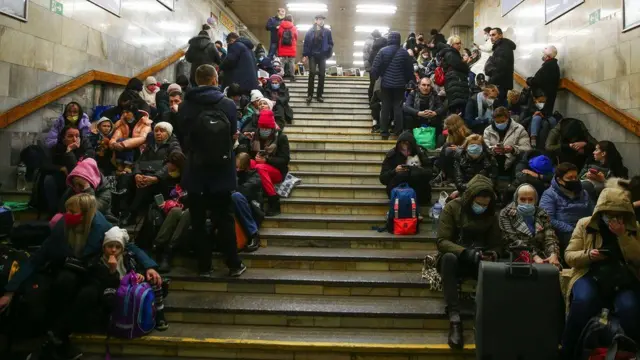 People take cover in subway stations