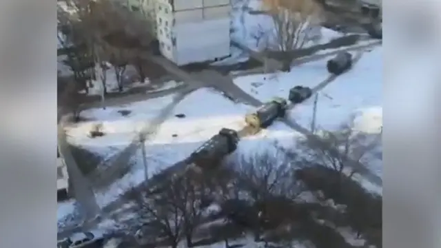 UGC of Russian trucks driving into Kharkiv