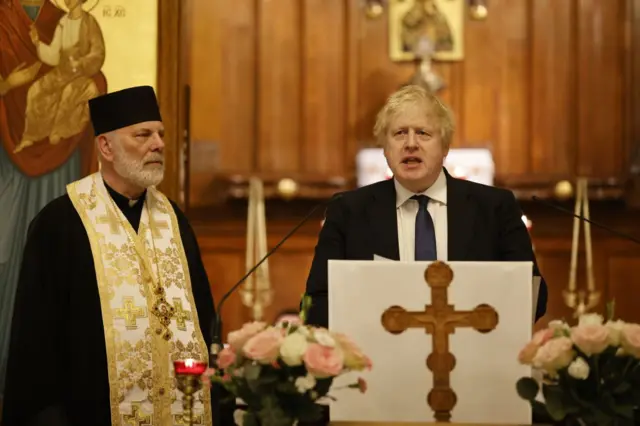 Boris Johnson at the Ukrainian Catholic Cathedral in London