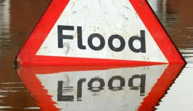 Flooded road sign