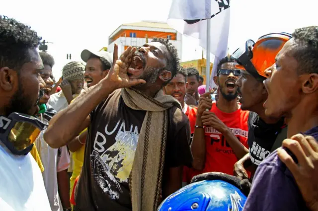 Sudanese anti-coup protesters take part in ongoing demonstrations against the military, in the Sudanese capital Khartoum on February 28, 2022