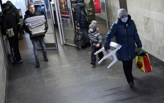 Residents walking around Kyiv