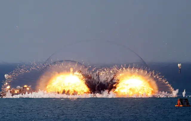 A thermobaric bomb destroys a ship during Russian testing in 2016