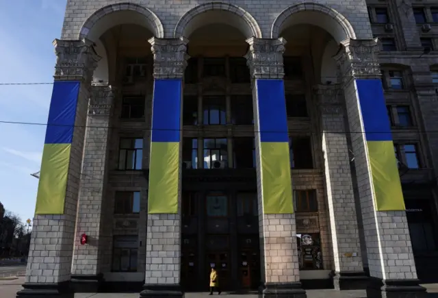 Residents walking around Kyiv