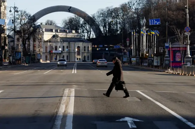 Residents walking around Kyiv