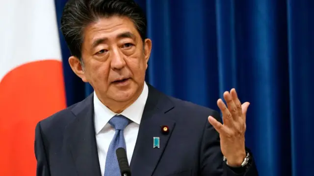 File photo of former Prime Minister Shinzo Abe speaks during a press conference at the prime minister official residence on August 28, 2020 in Tokyo, Japan.