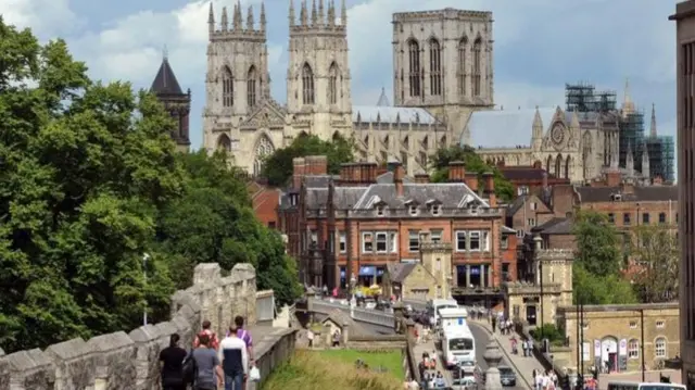 The view down Station Road to Lendal Bridge in York.