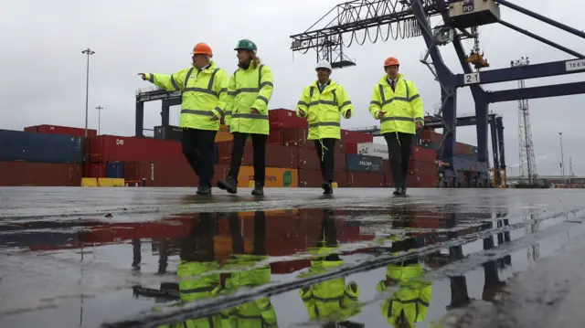 PM Boris Johnson and Chancellor Rishi Sunak during a visit to Teesport in Middlesbrough