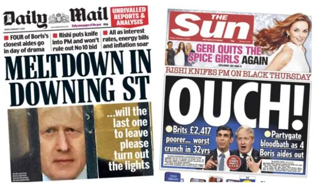 Newspaper front pages