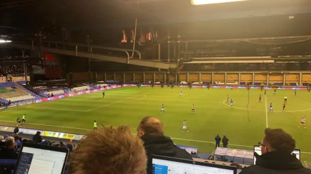 The misbehaving TV gantry ladder in the St Andrew's pressbox