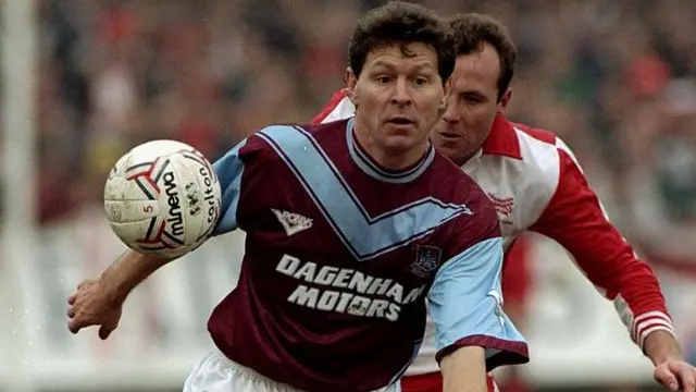 Clive Allen in action for West Ham against Kidderminster