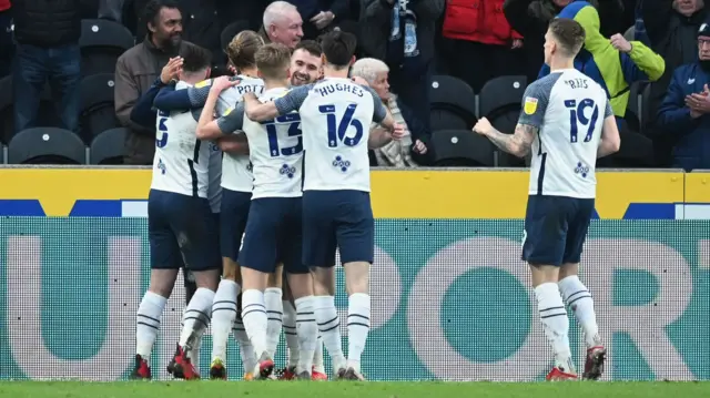 Preston celebrate goal