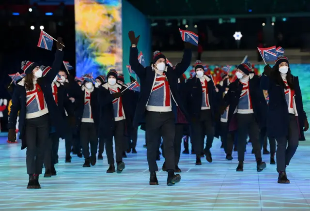 Team GB at the opening ceremony