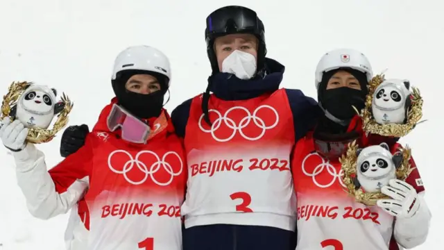 Mikael Kingsbury, Walter Wallberg and Ikuma Horishima