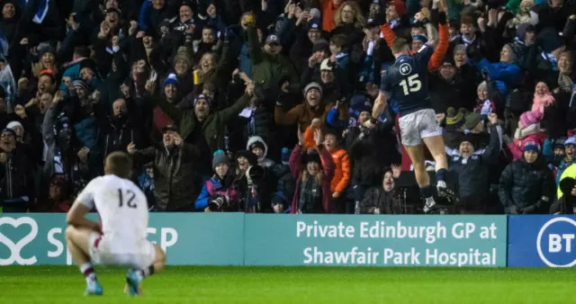 Scotland captain Stuart Hogg celebrates