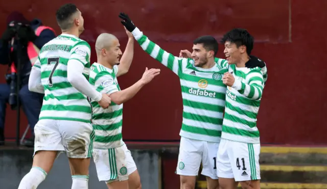 Liel Abada celebrates the opening goal for Celtic