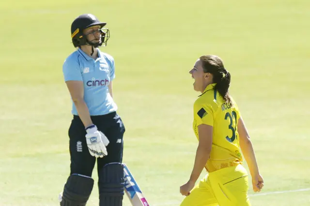 McGrath celebrates Knight wicket