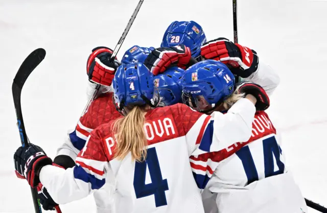 Czech Republic celebrating their goal