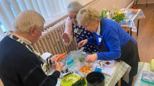 Jerry with the volunteers