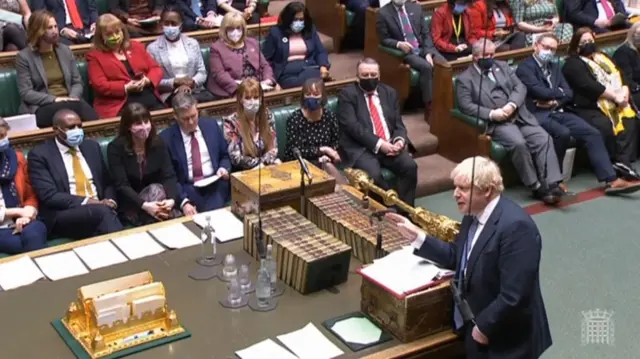 Prime Minister Boris Johnson speaks during Prime Minister's Questions in the House of Commons, London on 9 February 2022