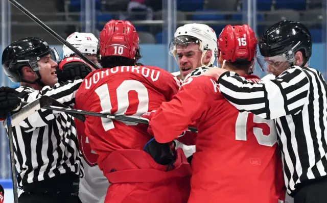 ROC and Switzerland players fighting