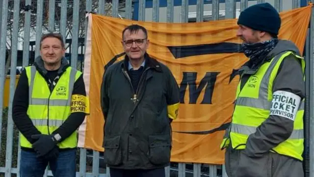 The RMT union's John Leach at a picket line during the strike