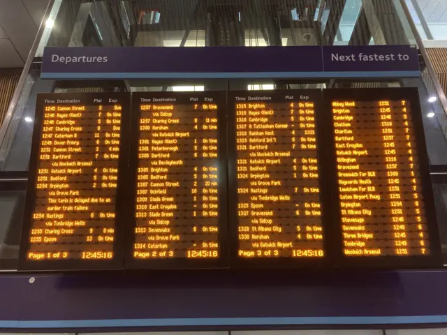 London Bridge departures board